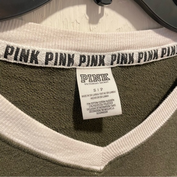 PINK Victoria’s Secret Olive Green Dog Logo Sweatshirt - Picture 2 of 5